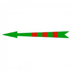 Xplo - selbstklebender Pfeil, der grün mit roten Zeichen markiert